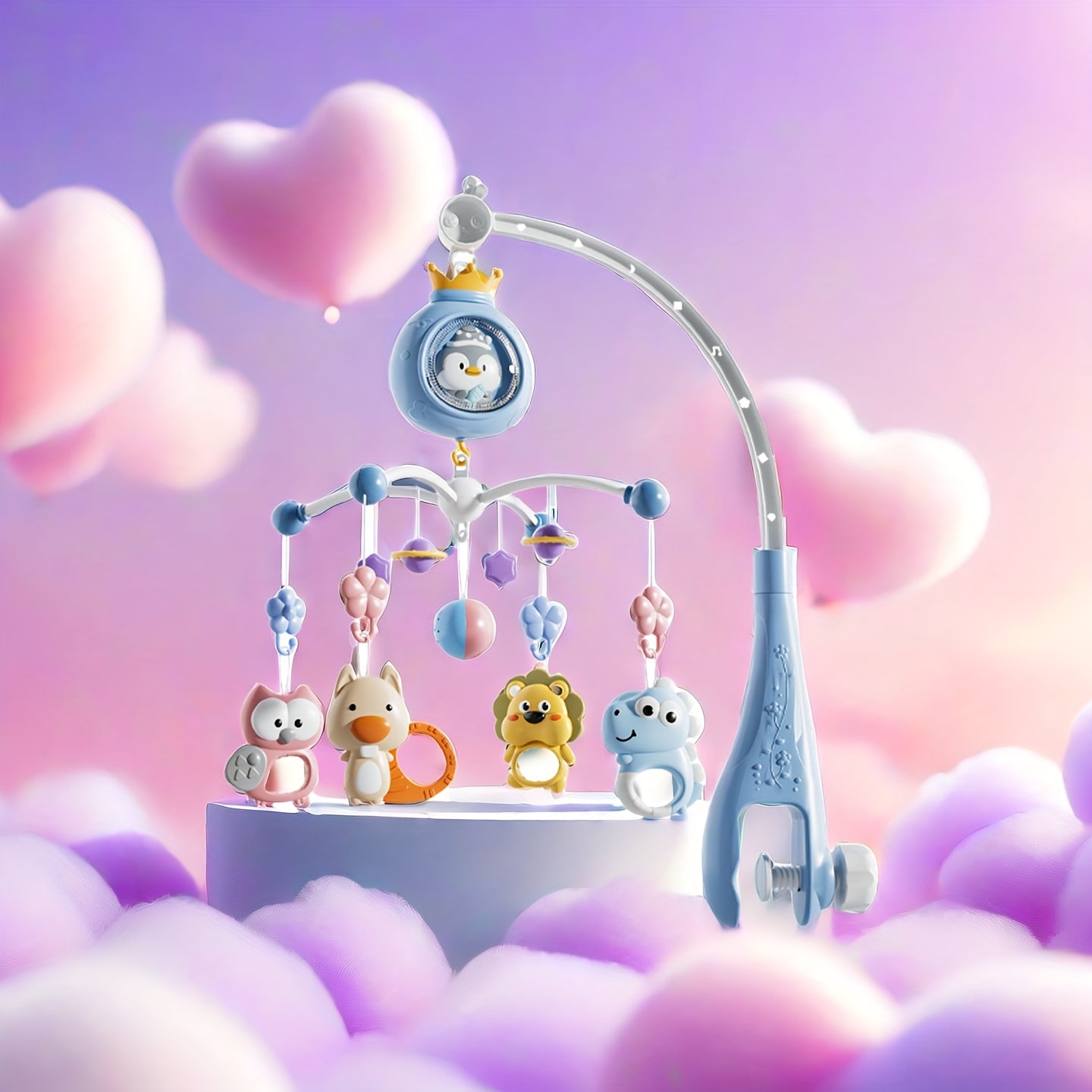 Bed Hanging Toys With Lights Lullabies Wind Chimes For Nursery 360 Degree Rotation Auto Off Timer Gifts