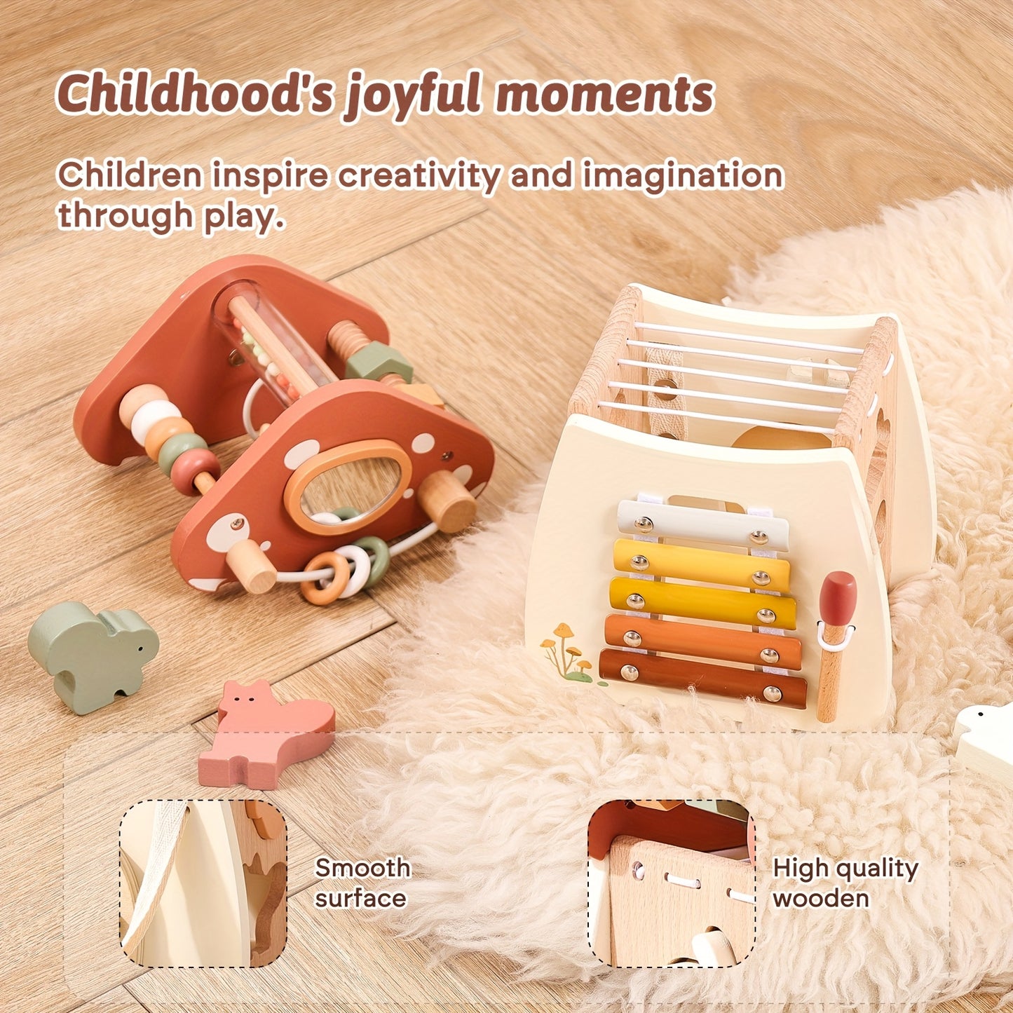 Multi-functional Mushroom Five-in-One Toy Set for Cognitive Development and Hand-Eye Coordination