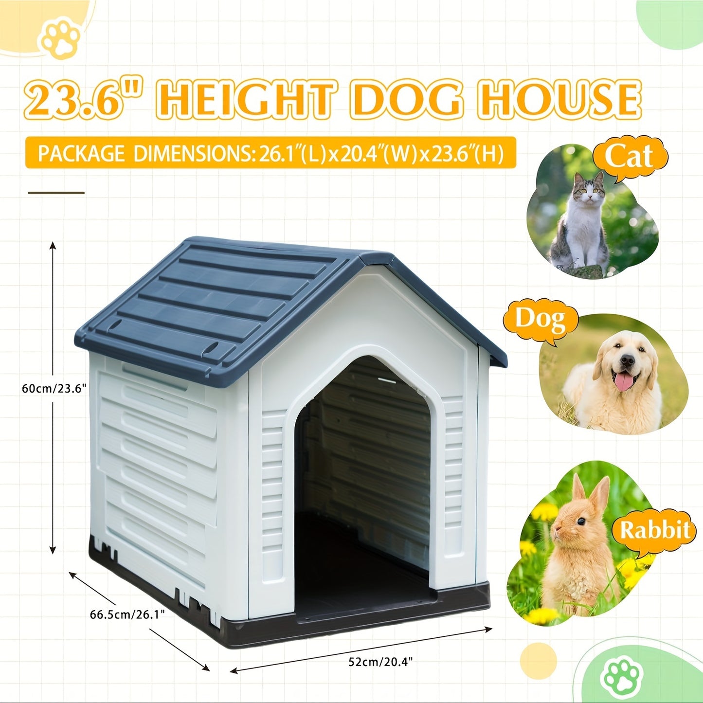 Vita Beata Durable Waterproof Dog House for Extra Small and Small Dogs Indoor Outdoor