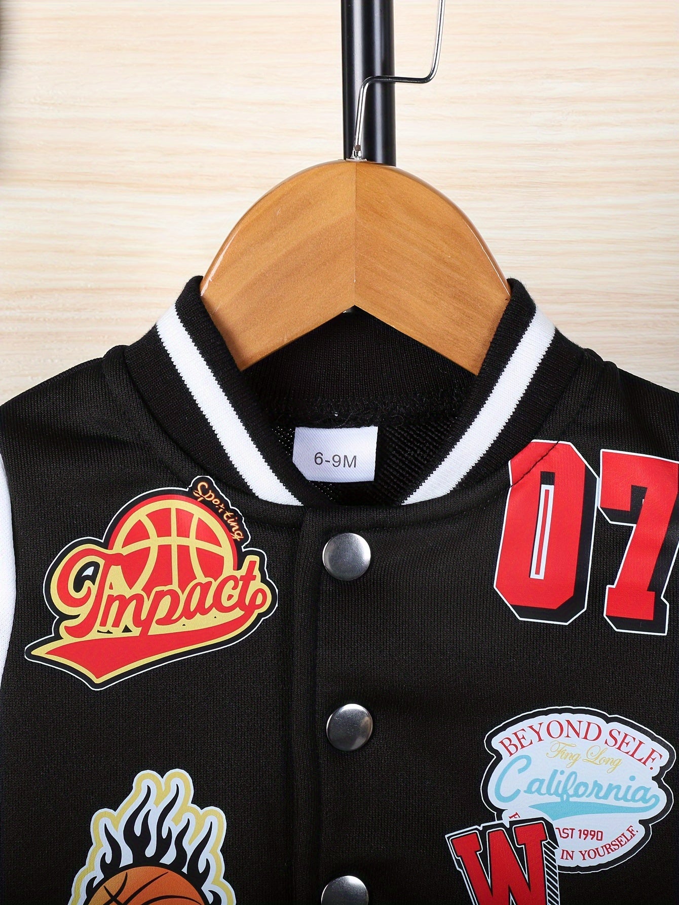 Boys' Cartoon Applique Baseball Jacket and Pants Set - Cotton Blend Casual Outfit with Slight Stretch, Three Quarter Sleeves, Regular Fit for Fall/Winter - 65% Cotton, 35% Polyester, for Outdoor, Perfect for Outdoor