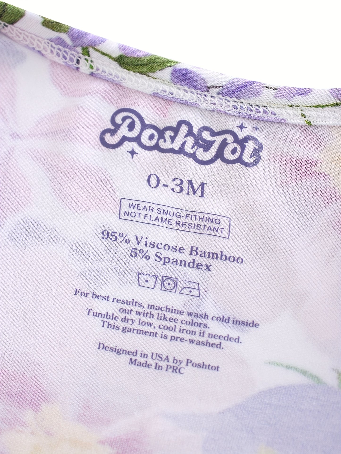 Ship From US, POSHTOT Morning Glory Print Bamboo Fiber Baby Long Sleeve Pants Tights. Comfortable Fit, Cute, Baby Two-way Zip-up Onesie With Folding Feet And Mittens For Ages 0-2. Casual Outdoor Jumpsuit For Babies.Children'S