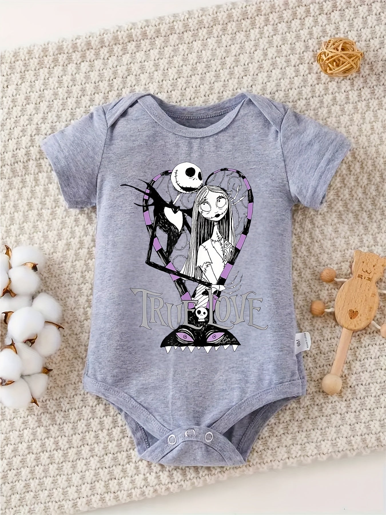 Disney Nightmare Before Christmas Baby Romper with Jack Skellington and Sally Graphic
