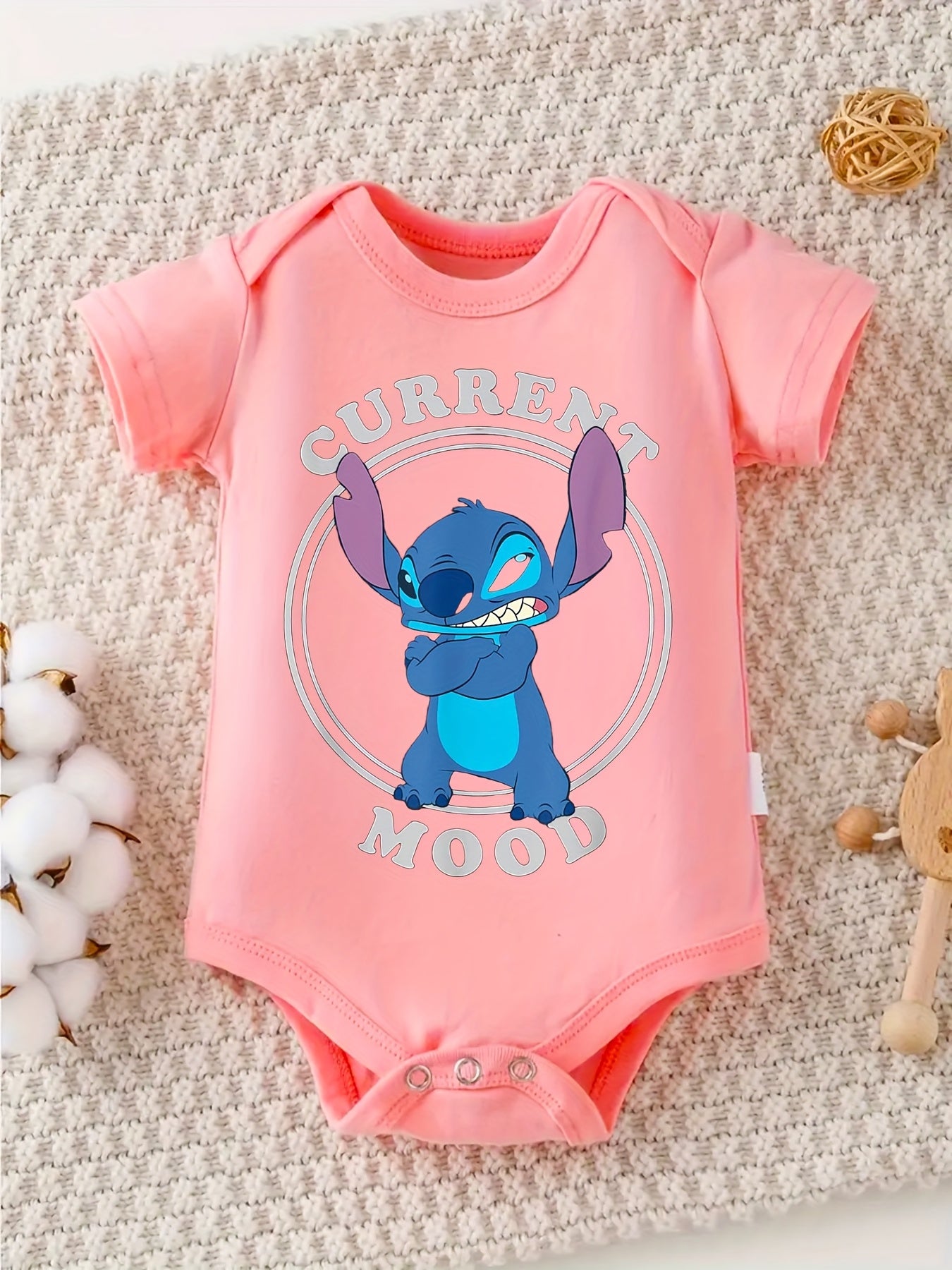 Disney Lilo and Stitch Angry Stitch Baby Crawl Clothes 100 Percent Cotton Perfect for Outdoor