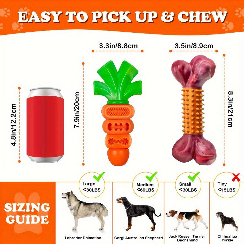 Beef Flavor Indestructible Dog Bone Toy Set for Large Medium Breeds Durable Nylon Chew Toy