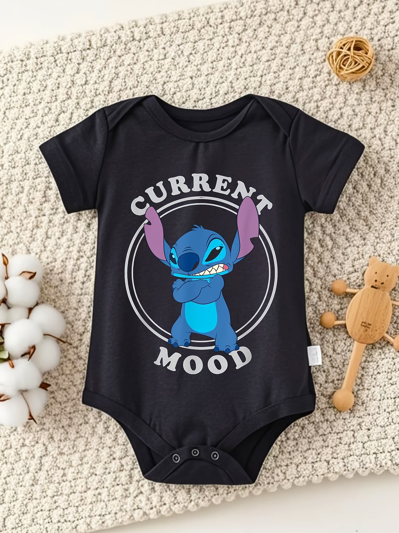 Disney Lilo and Stitch Angry Stitch Baby Crawl Clothes 100 Percent Cotton Perfect for Outdoor