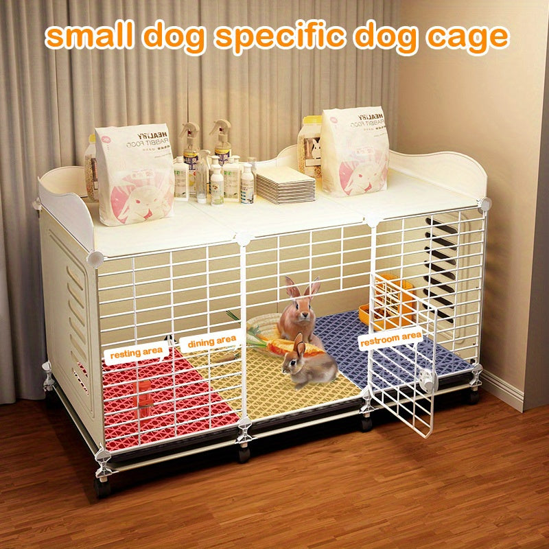 Mozeat Lens Portable Small Dog Cage for Teddy Bichon Durable One-Piece Kennel