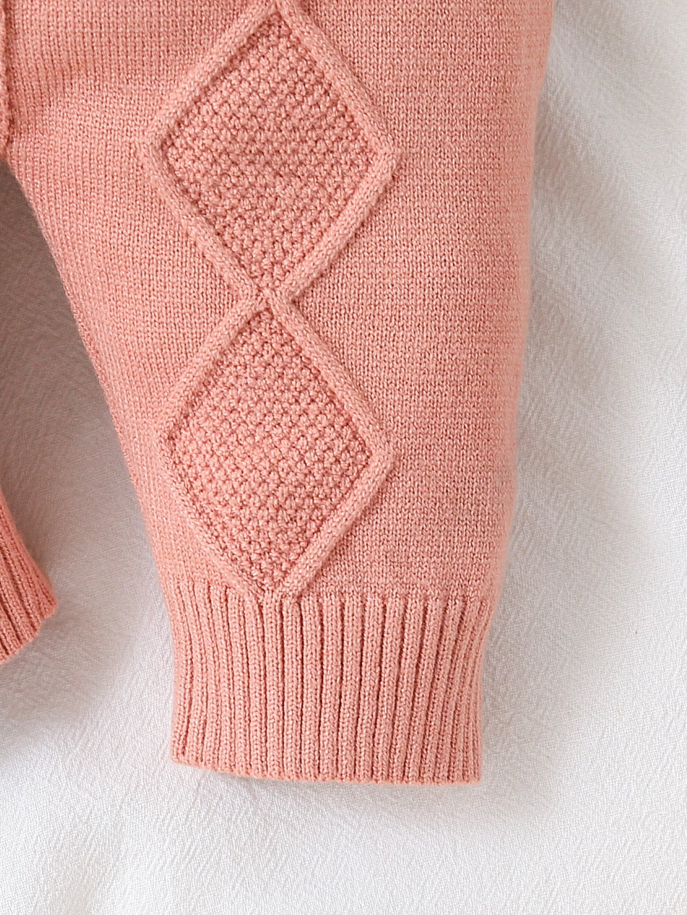 Baby Girls Knit Romper With Ruffled Collar Embroidery