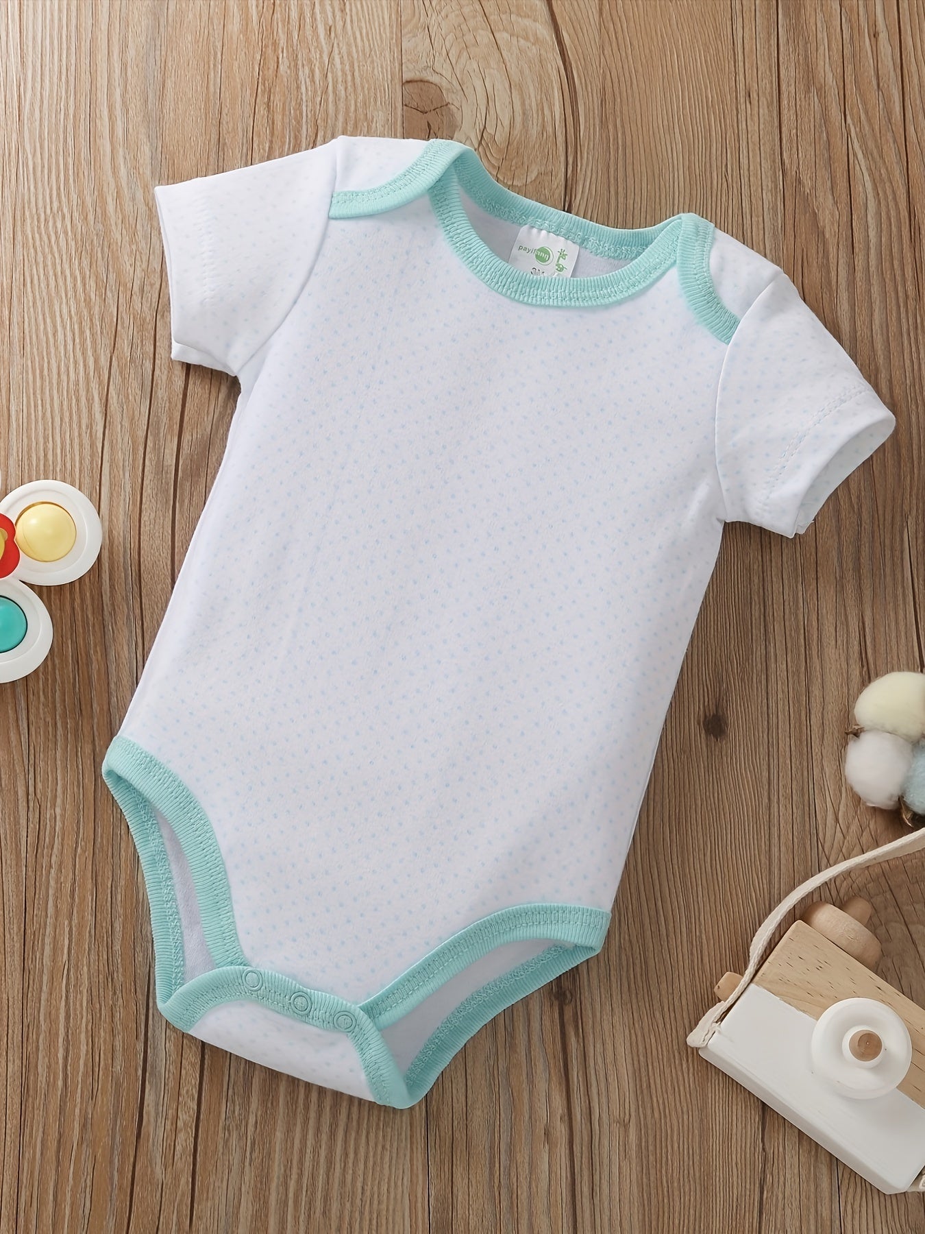 [5pcs Unicorn Romper] 5pcs Adorable Cotton Baby Girl Romper Set - Short Sleeve, Machine Washable, Perfect for All Seasons, Outdoor