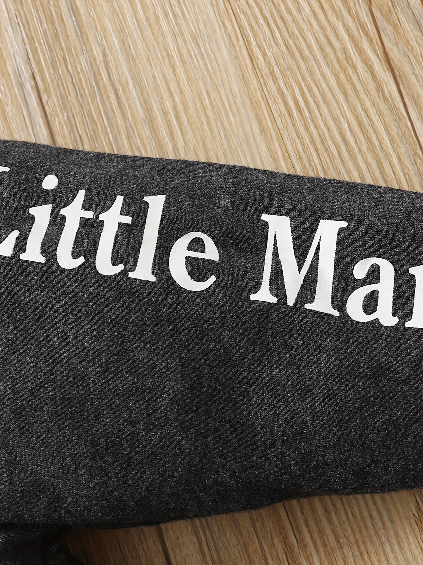 Infant and toddler pure letter printed cotton short sleeved jumpsuit+gray pants+hat three piece set