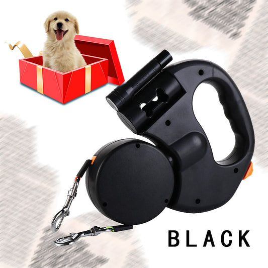 Pet Automatic Retractable Leash Dog Leash Travel Pet Leash Leash, One Key Lock Release, Anti-Entanglement Design, Equipped with Double Leash, 360 Degree Rotation, Suitable for Easy Outdoor Walks with Two Small to Medium Dogs,