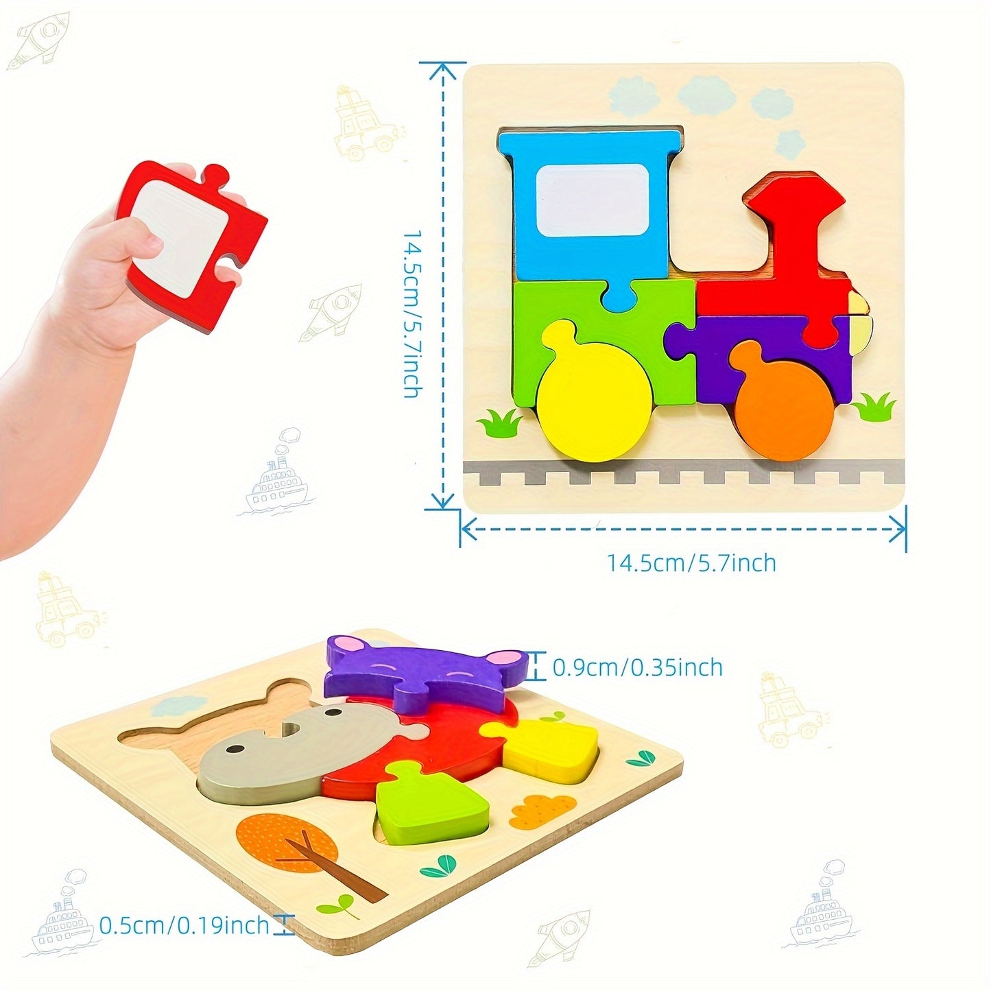 12pcs Jigsaw Puzzles for Toddlers Educational Toys for Boys and Girls Learning Fun