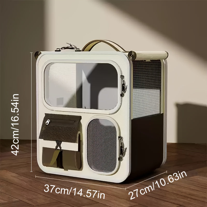 Spacious Brown Pet Carrier for Cats and Dogs Up to 27 Pounds with Ventilation and Comfort