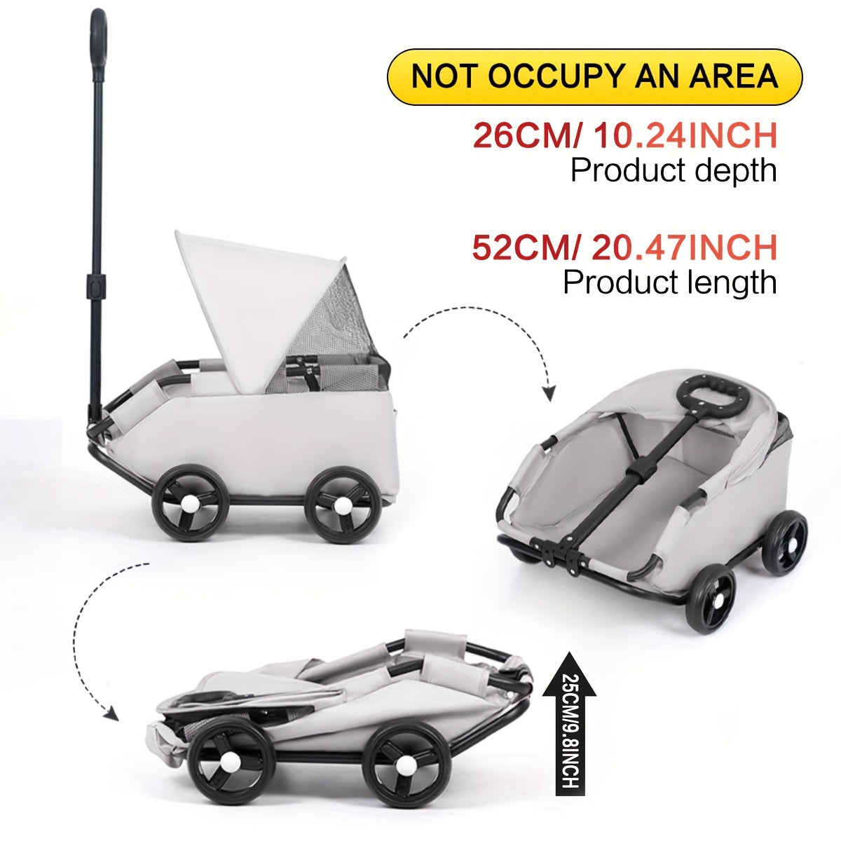 Heavy-Duty 4-Wheel Pet Stroller for Large Dogs, Small Pets, Cats - All-Season Foldable Carrier with Travel Water Bottle Holder, Removable Sunshade Canopy, Large Wheels for Rough Terrain - Durable Metal Frame & Oxford Fabric -