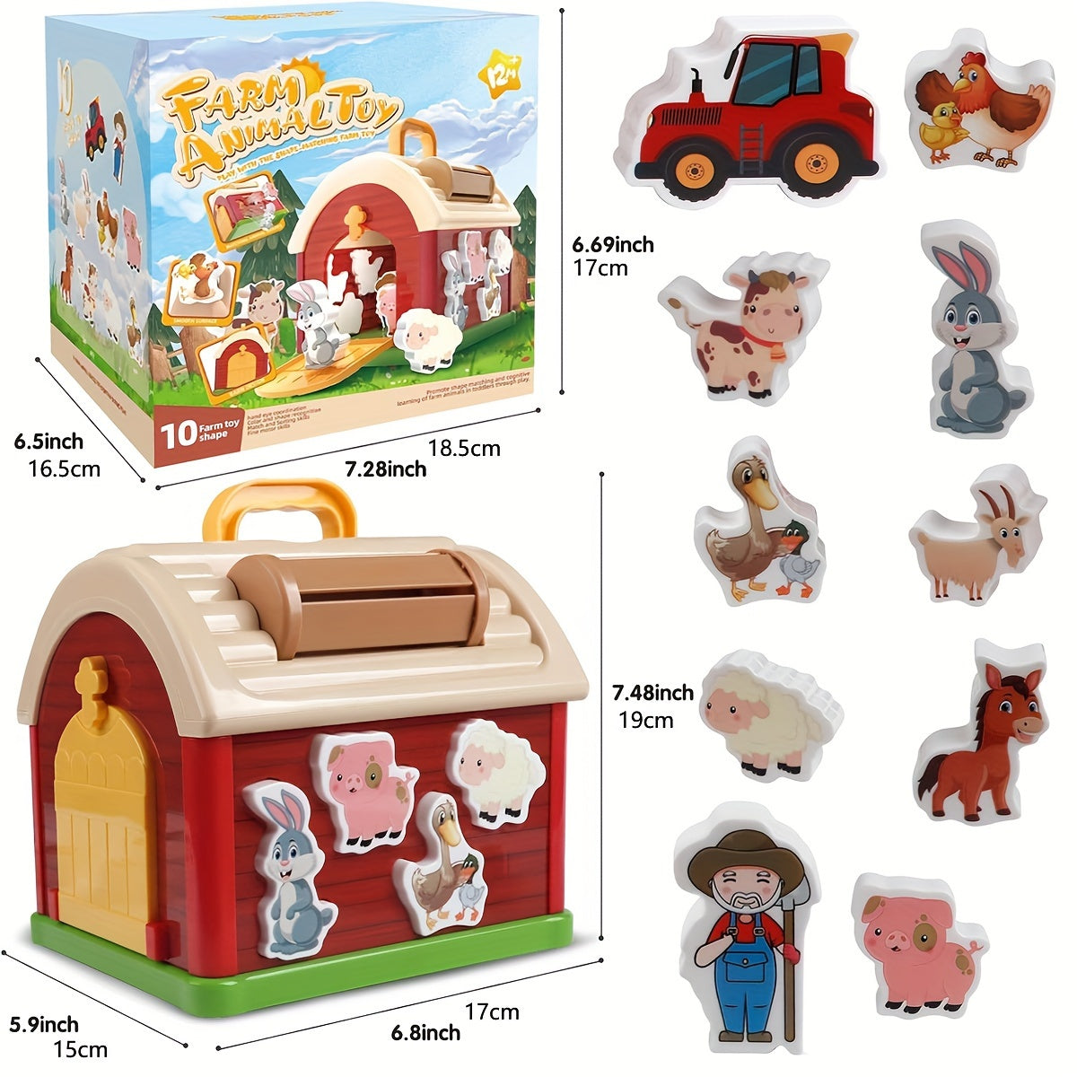 11 Pieces Farm Animal Sorting Stacking Toys for Preschool Learning Fun for Toddlers