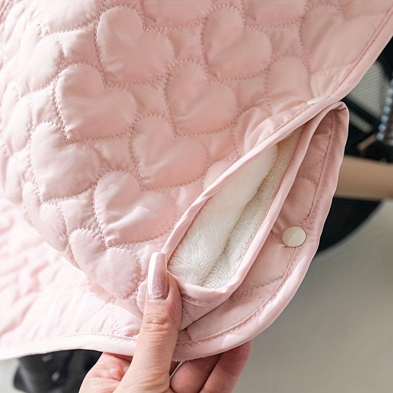 Wearable Love Heart Quilted Baby Blanket, Windproof Outdoor Stroller Carrier, Warmth Retaining, Polyester, with Hand Wash Only, for 0-3 Years Old