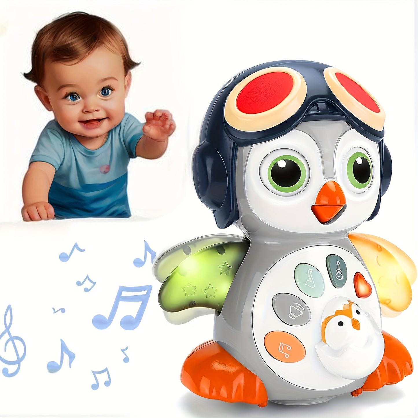 Crawling Penguin Baby Toy With Music And Lights For Tummy Time 6 Months Learning Play