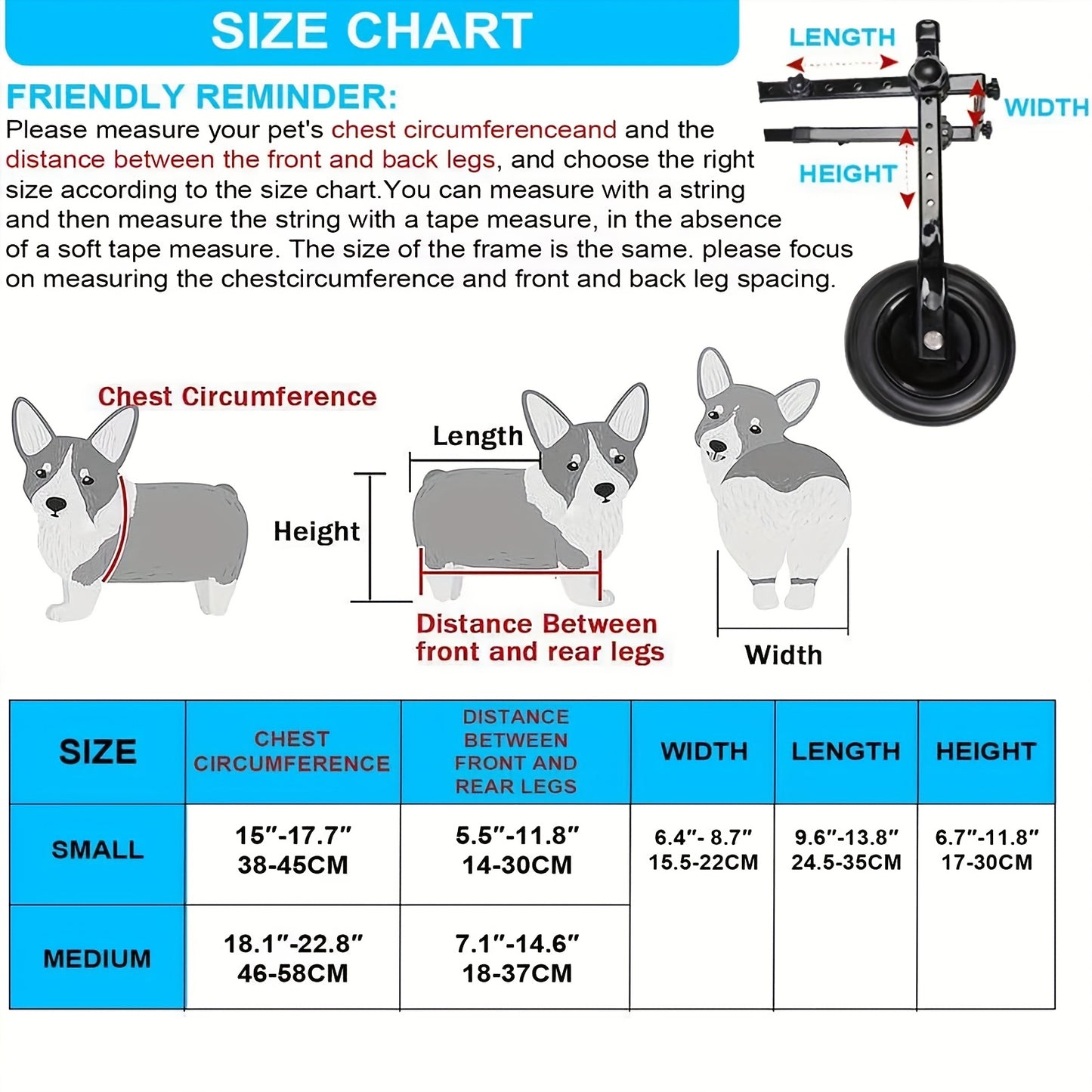 Hind Legs Dog Wheelchair Cart, Dog/Cat Wheelchair With Disabled Hind Legs For Walking, Hind Legs Mobility Aid For Small Pets, Dog Stroller With Wheels, Lightweight, Pet Supplies And Accessories For Christmas, Black Fridays It