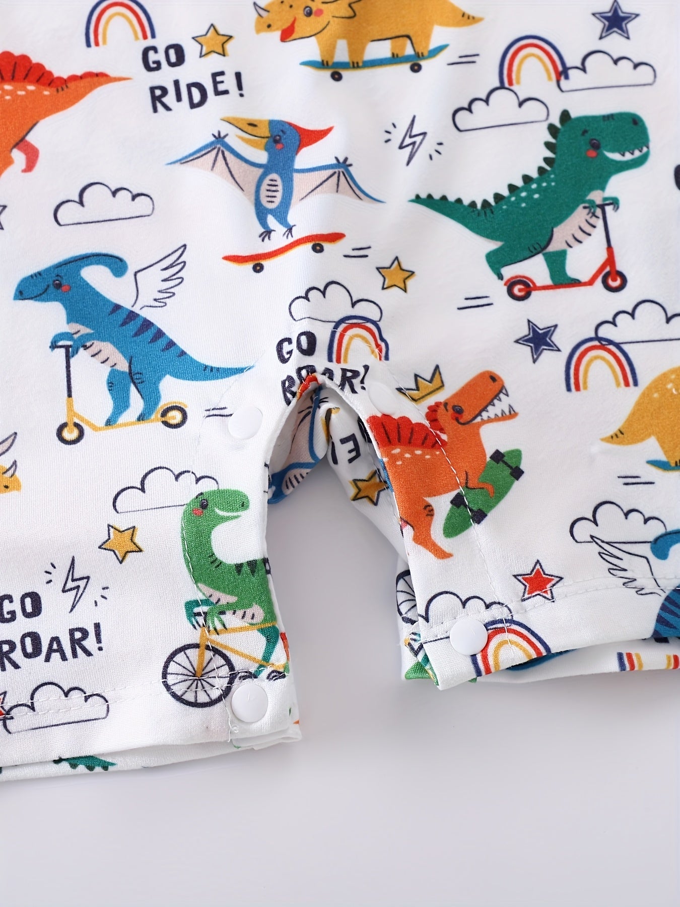 2pcs 2025 Boys' Summer Fashion Casual Short Sleeve Romper with Back Strap Pants and Faux Two-Piece Jumpsuit Dinosaur Excavator Pattern Bodysuits for Ages 0.0-29.53ft, Perfect for Outdoor