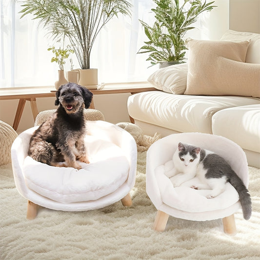 Raised Pet Sofa Bed for Dogs and Cats with Removable Padded Cushion and Stylish Design