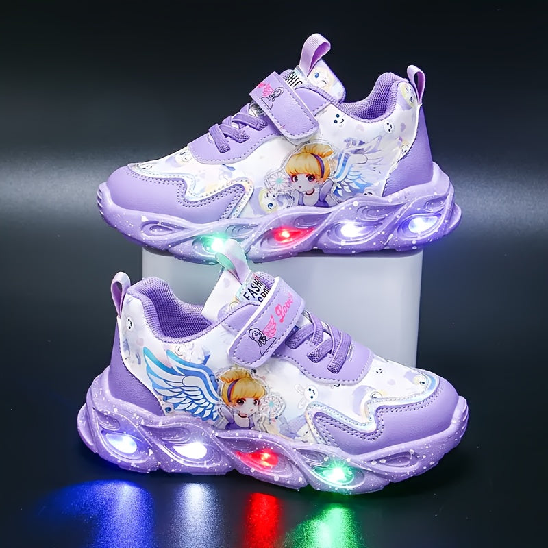 2025 Spring Autumn Girls Light Up Sports Shoes Trendy Casual Princess Sneakers