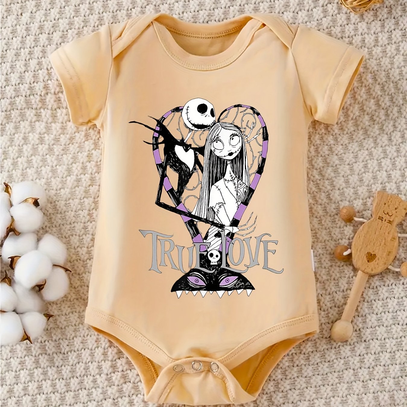Disney Nightmare Before Christmas Baby Romper Jack Skellington Sally Graphic 100 Percent Cotton