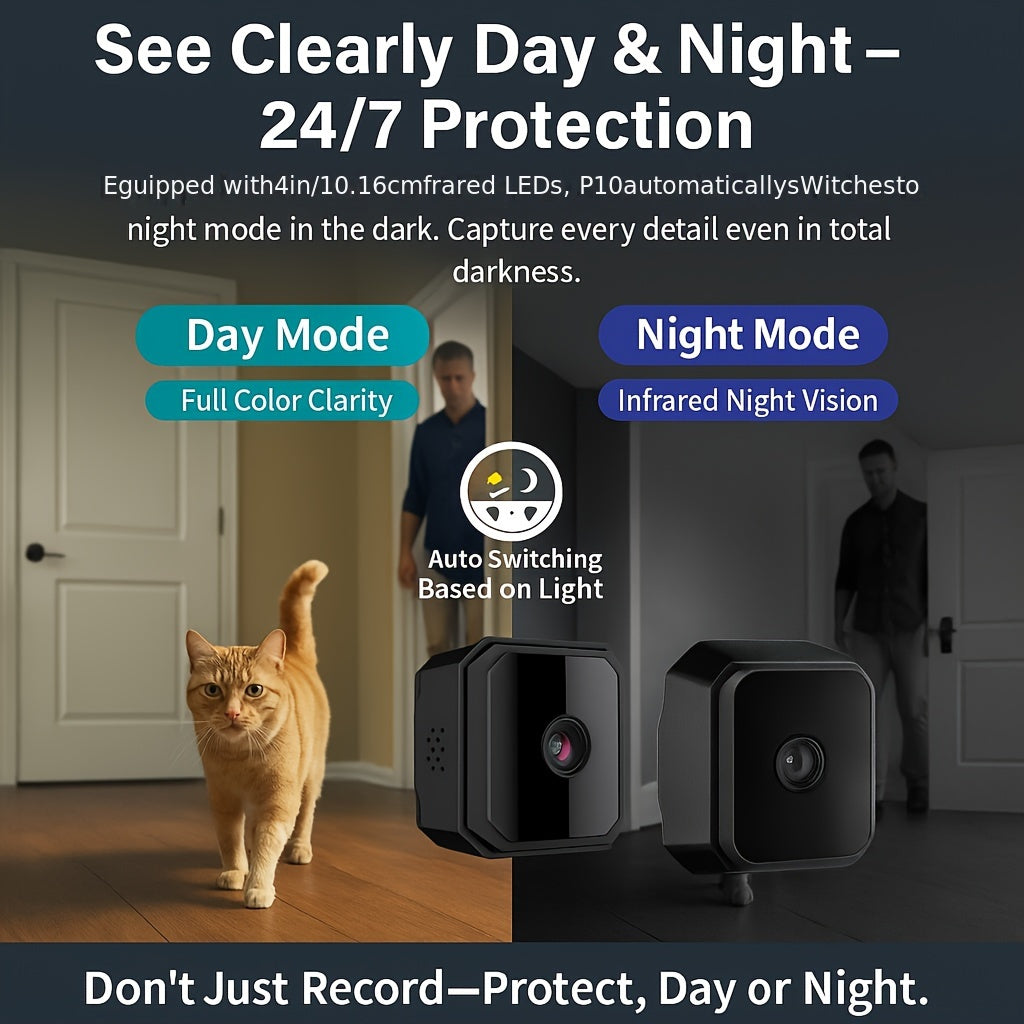 HD Mini Wireless Security Camera with Night Vision Motion Detection and Two-Way Audio