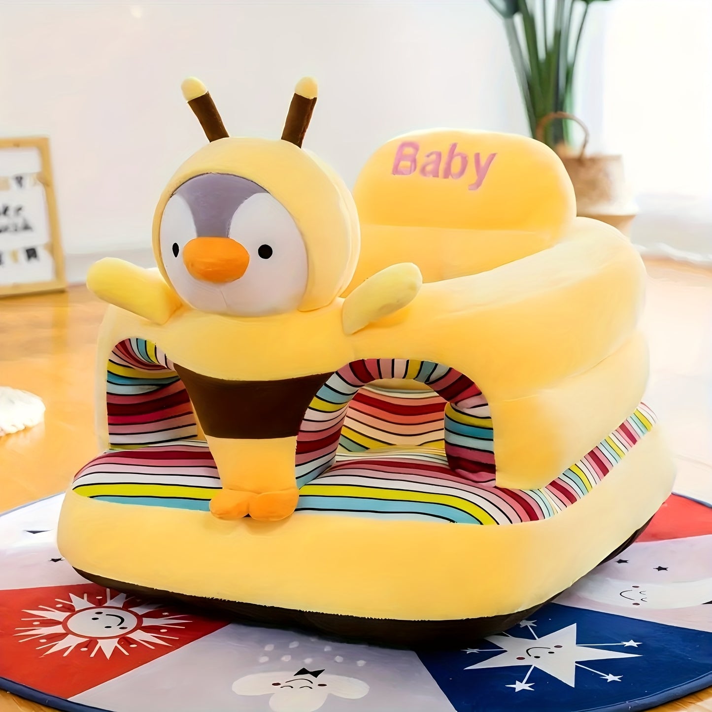 Adorable Cartoon Sofa Chair for Youngsters Soft Cotton Portable Space-Saving Design