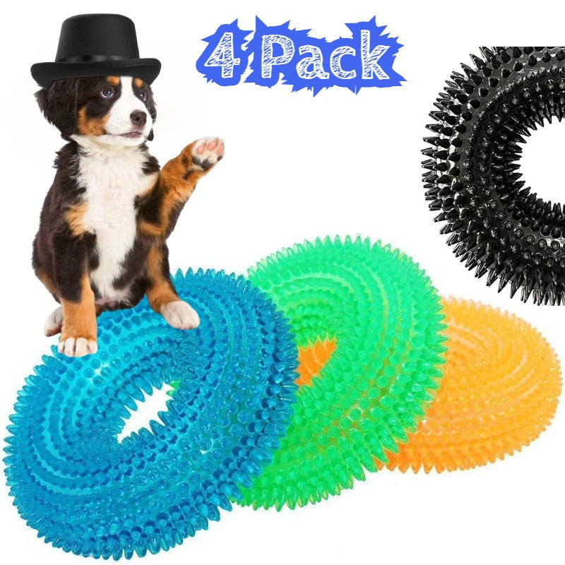 Pack of 4 Non-toxic Rubber Dog Cat Squeaky Chew Toys for All Breeds and Fetch Fun