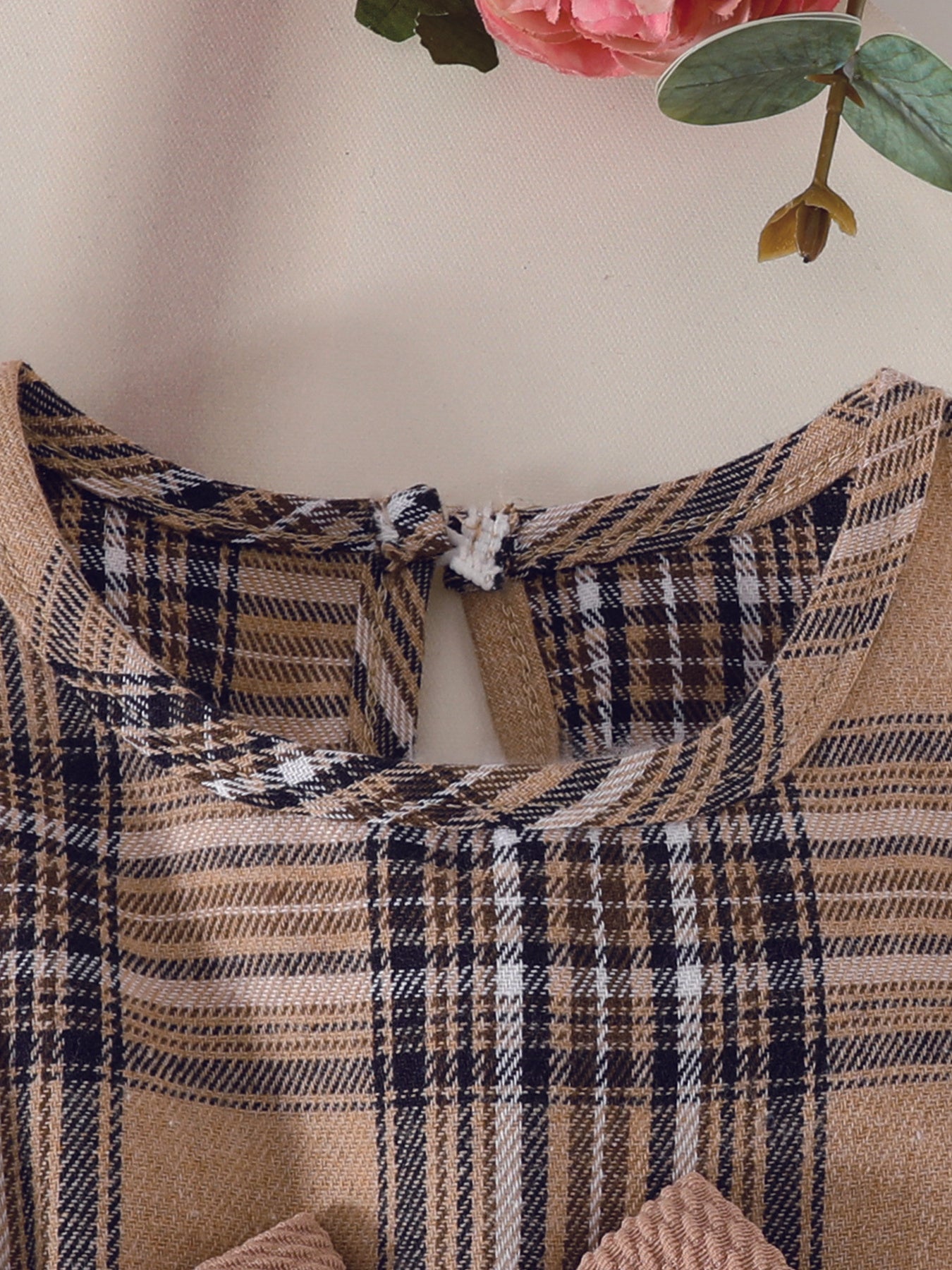 Toddler Girl Plaid Dress Set with Bow Decor and Ruffle Sleeves for Spring Summer Fun