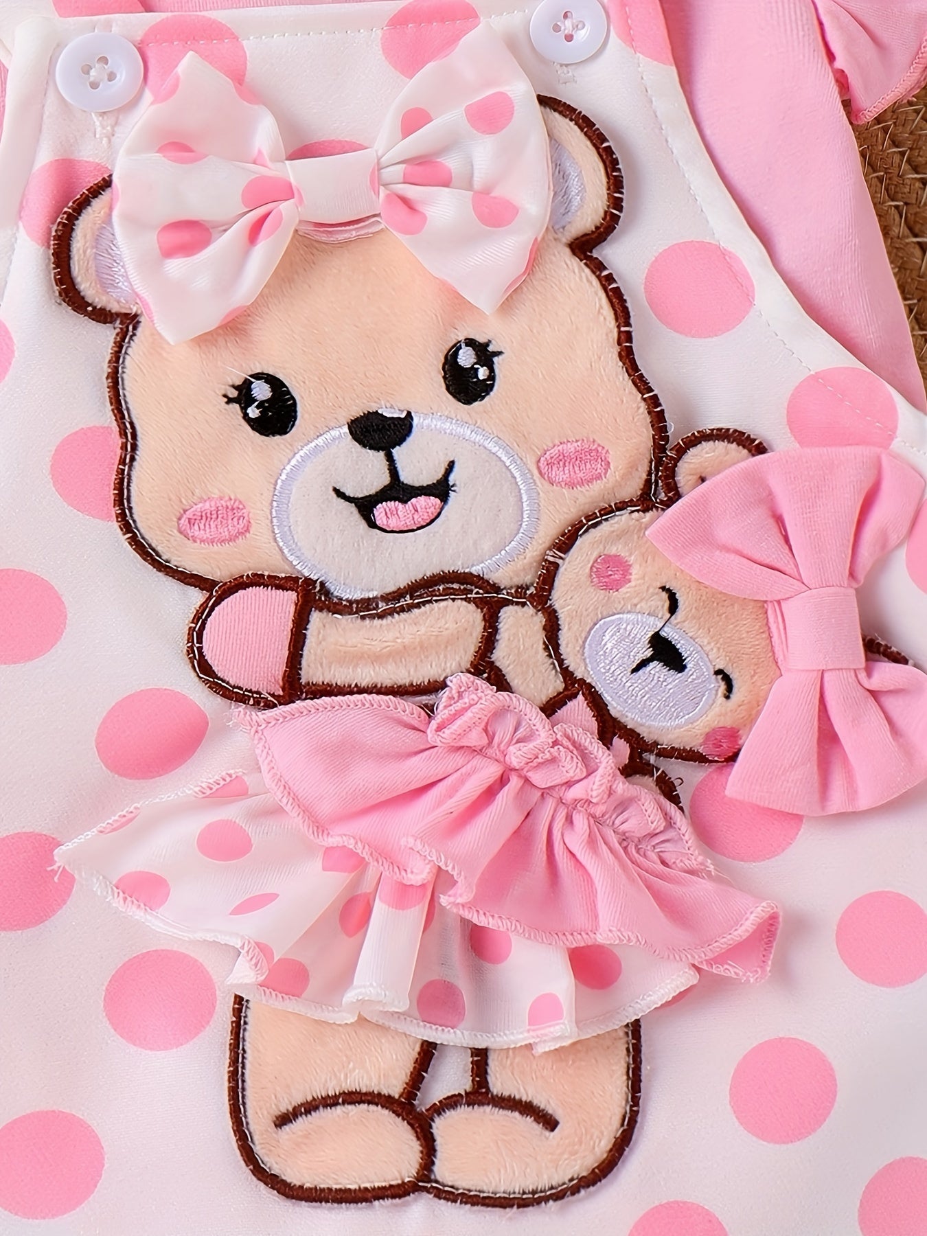 Baby Girl Summer Lace Outfit with Teddy Bear Strap Skirt and Headband 0-18 Months