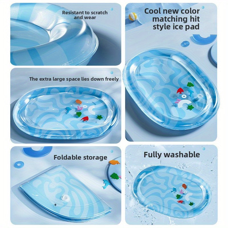 Inflatable Cooling Water Mat for Dogs and Cats with Bite-Resistant PVC and Toy