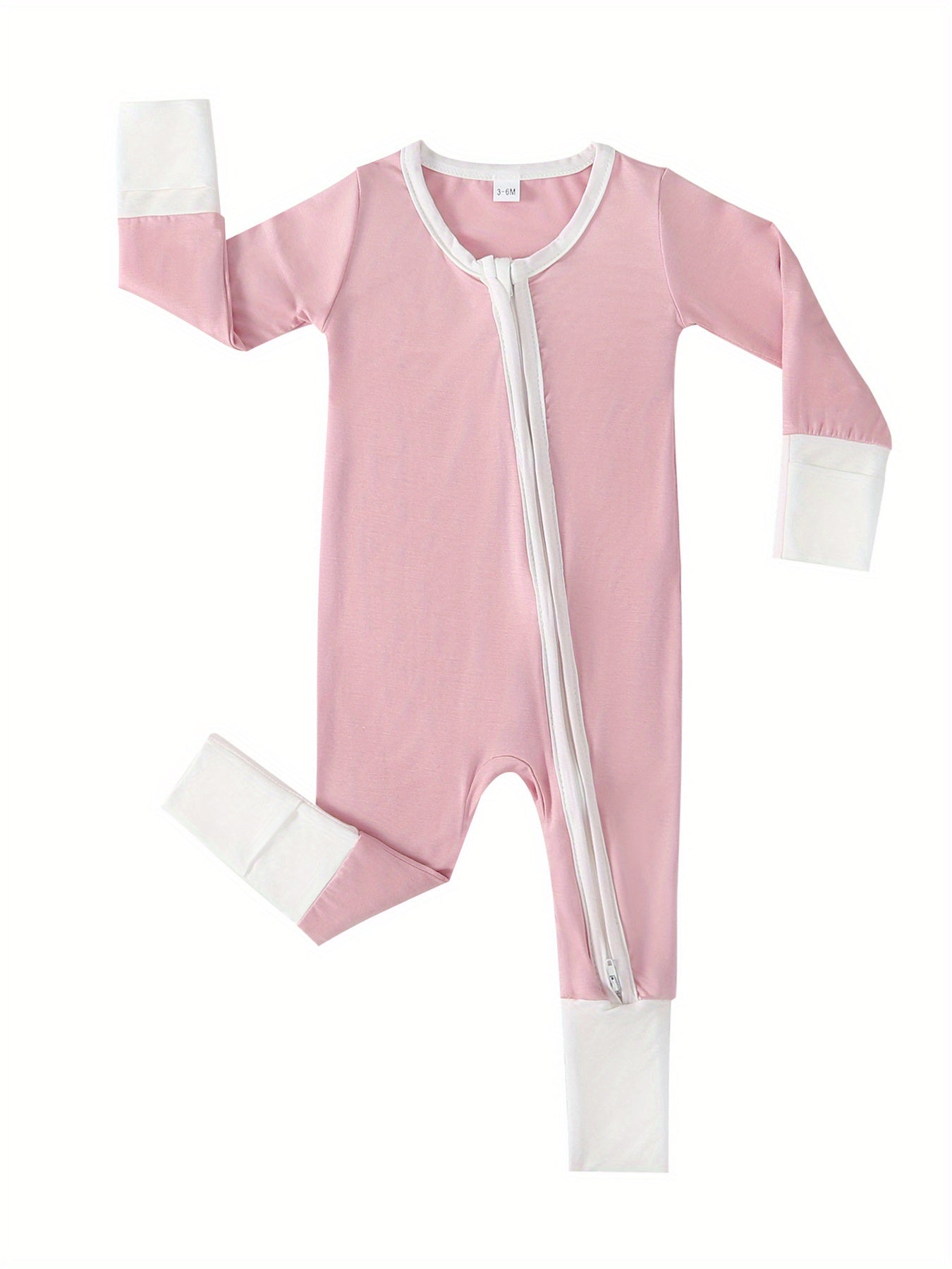 Bamboo Baby Pink Goose Romper – Soft Bamboo Fabric with Mitten and Feet Cuffs