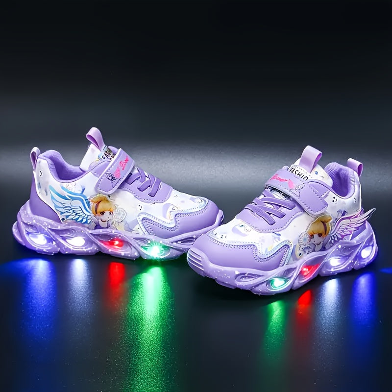 2025 Spring Autumn Girls Light Up Sports Shoes Trendy Casual Princess Sneakers