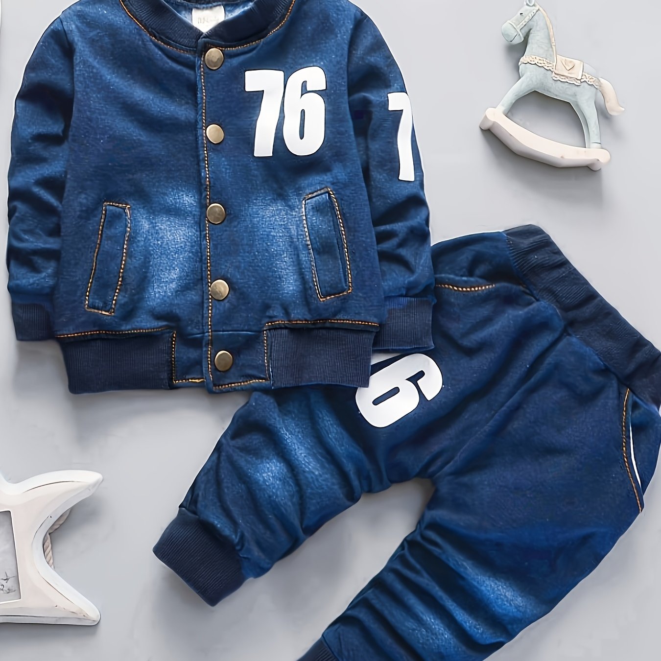 Boys Clothes Casual Outfits For Children Two Piece Suit Denim Jacket+Denim Pants, for Outdoor