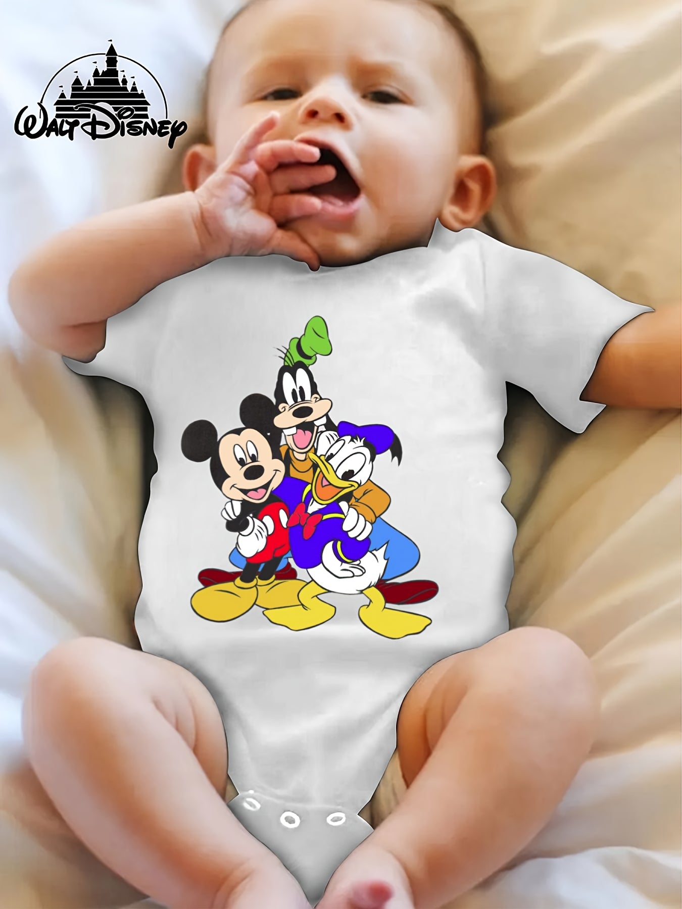 Disney Baby Short Sleeve Crawling Onesie Cute Triangle Print for Outdoor Fun 0-3 Years