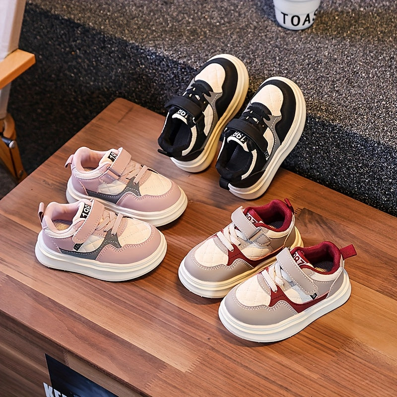 Lightweight Breathable White and Red Striped Soft-Soled Sneakers for Kids