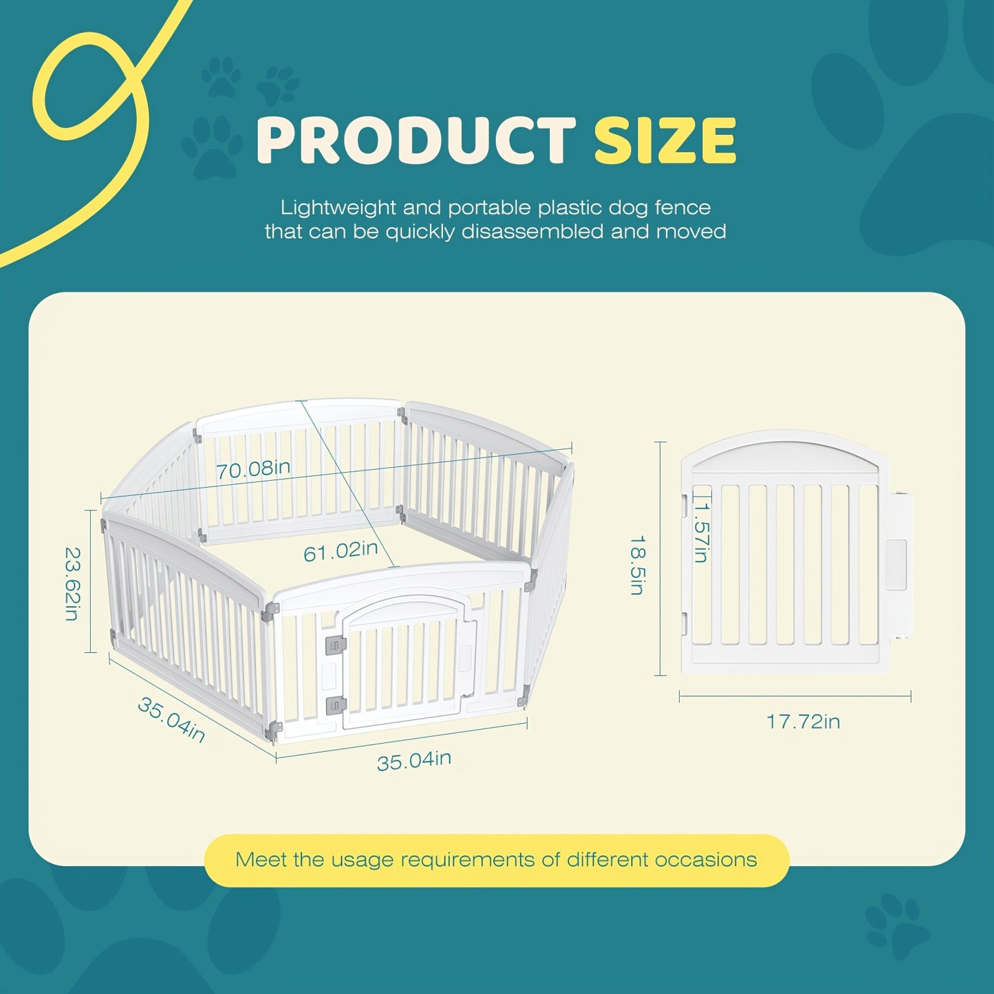 Durable 4 Panel Plastic Pet Playpen with Lockable Door and Non-Slip Bottom for Indoor Outdoor Use