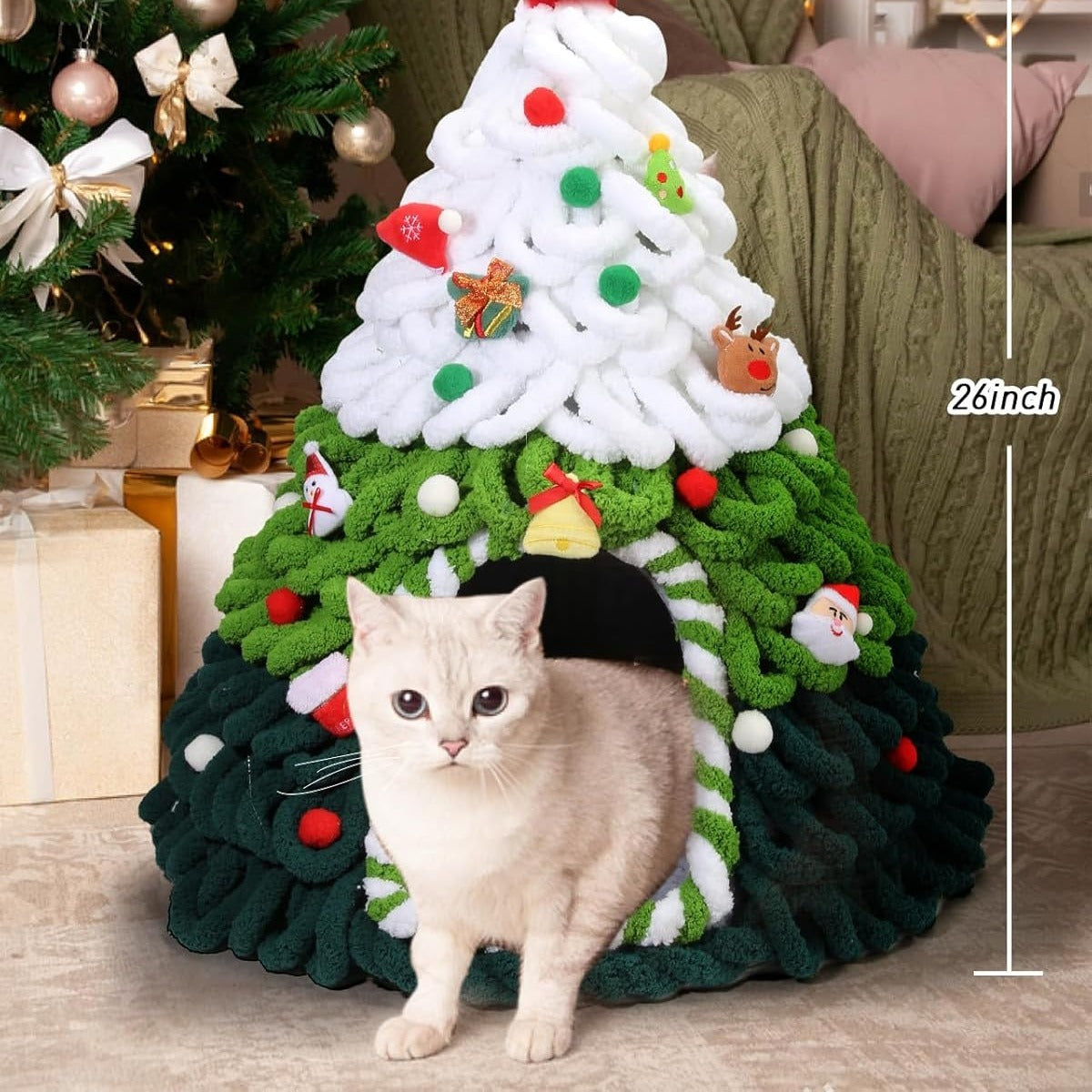 DIY Christmas Tree Cat and Dog Bed Nest for Indoor Pets 20 x 24 Inches Fun Holiday Decor