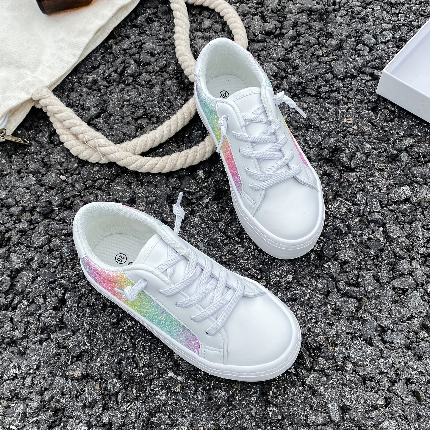 White Canvas Mid-Top Sneakers for Babies Stylish Low-Top Boys and Girls Casual Shoes