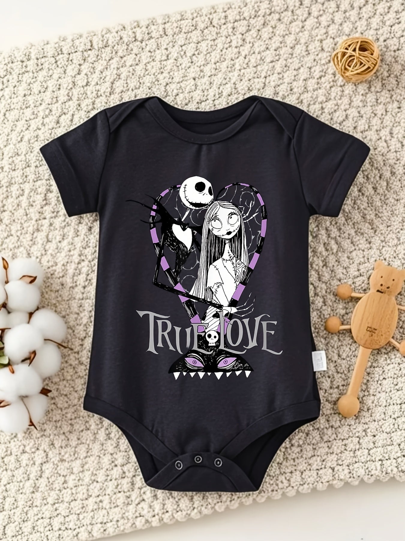 Disney Nightmare Before Christmas Baby Romper Jack Skellington Sally Graphic 100 Percent Cotton