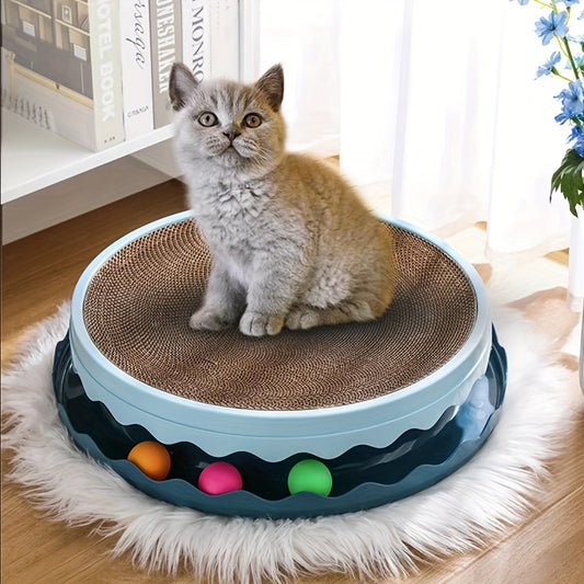 Whisker Wonders Interactive Cat Scratcher Toy with Ball and Mouse for Indoor Cats