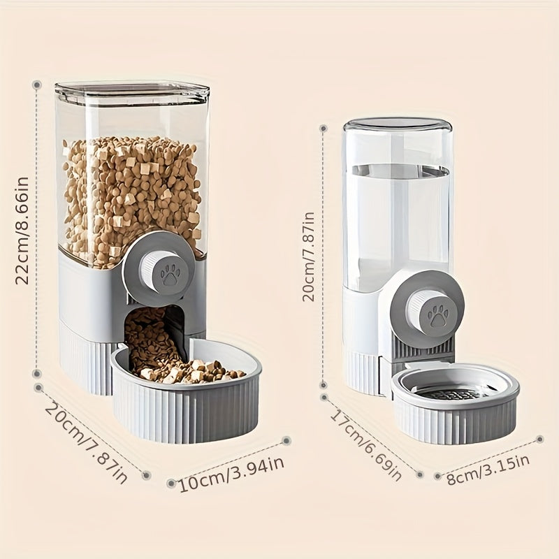Automatic Hanging Gravity Pet Feeder And Water Dispenser Set With Cage Container Bowl