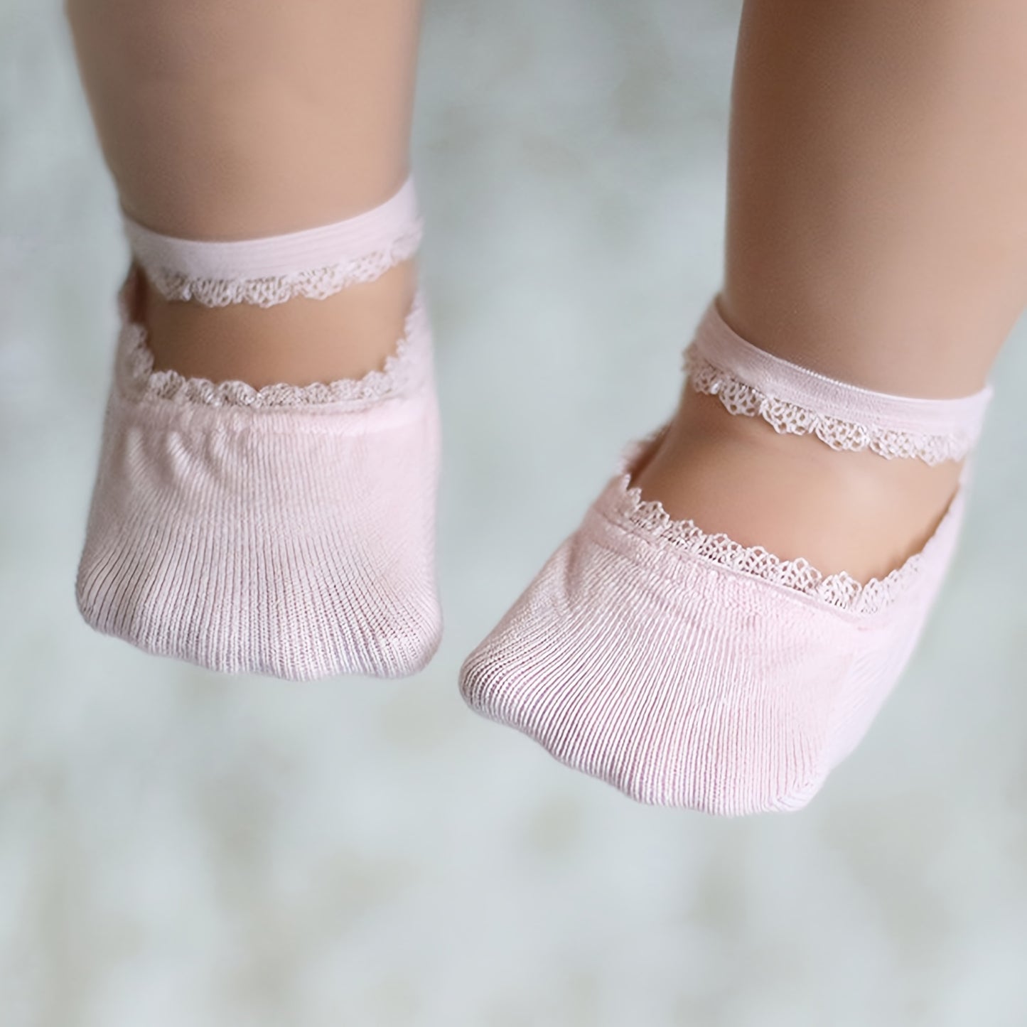 6 Pairs Baby Girls Lace-up Socks Cute Summer Boat Socks Soft Knit for Ages 12 and Under