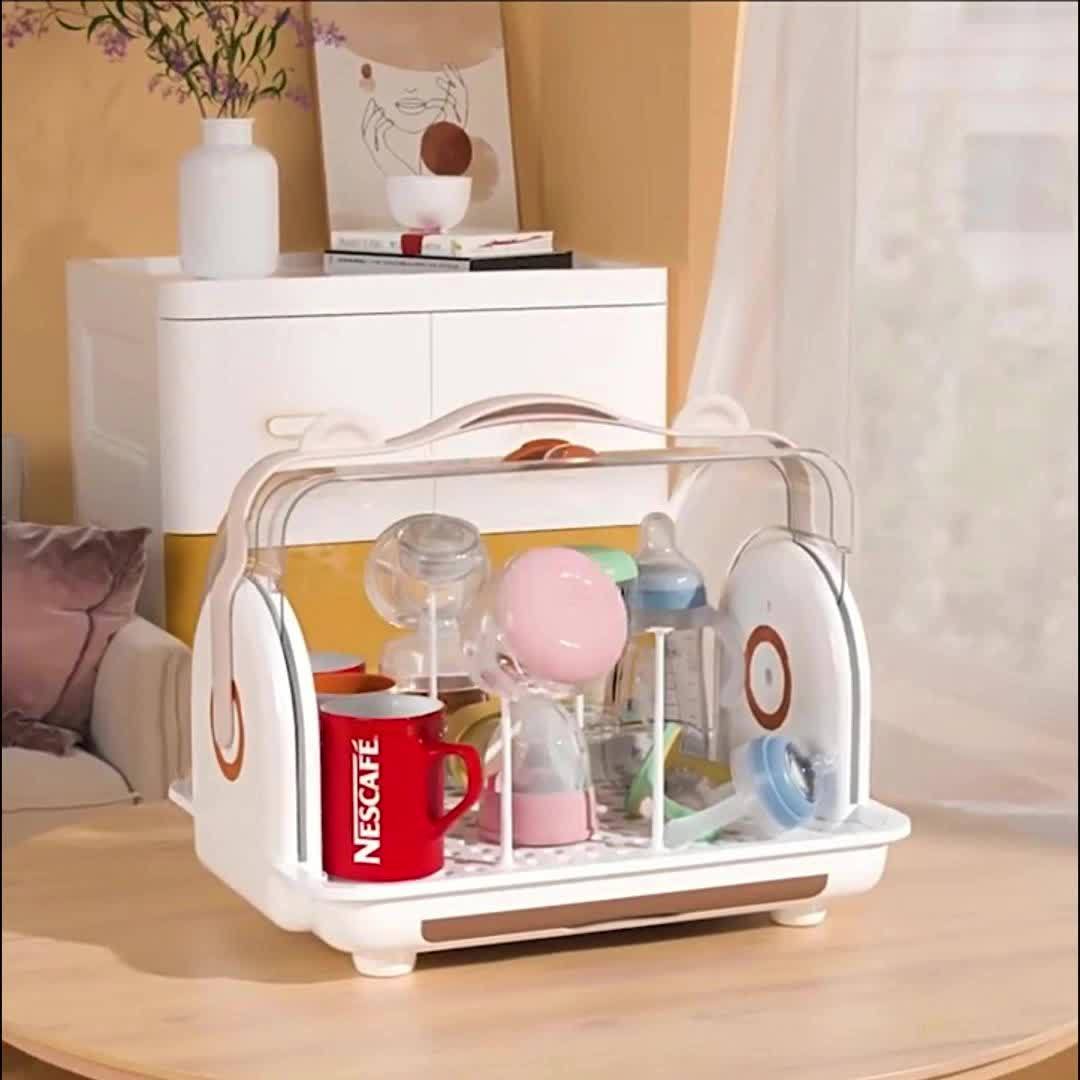 Large Capacity Baby Bottle Storage Box - Transparent Tableware Organizer With Drain And Dust-Proof Drying Rack - Perfect For Christmas Gift Ideas