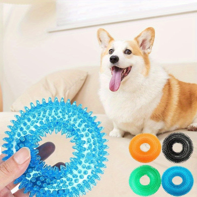 Pack of 4 Non-toxic Rubber Dog Cat Squeaky Chew Toys for All Breeds and Fetch Fun