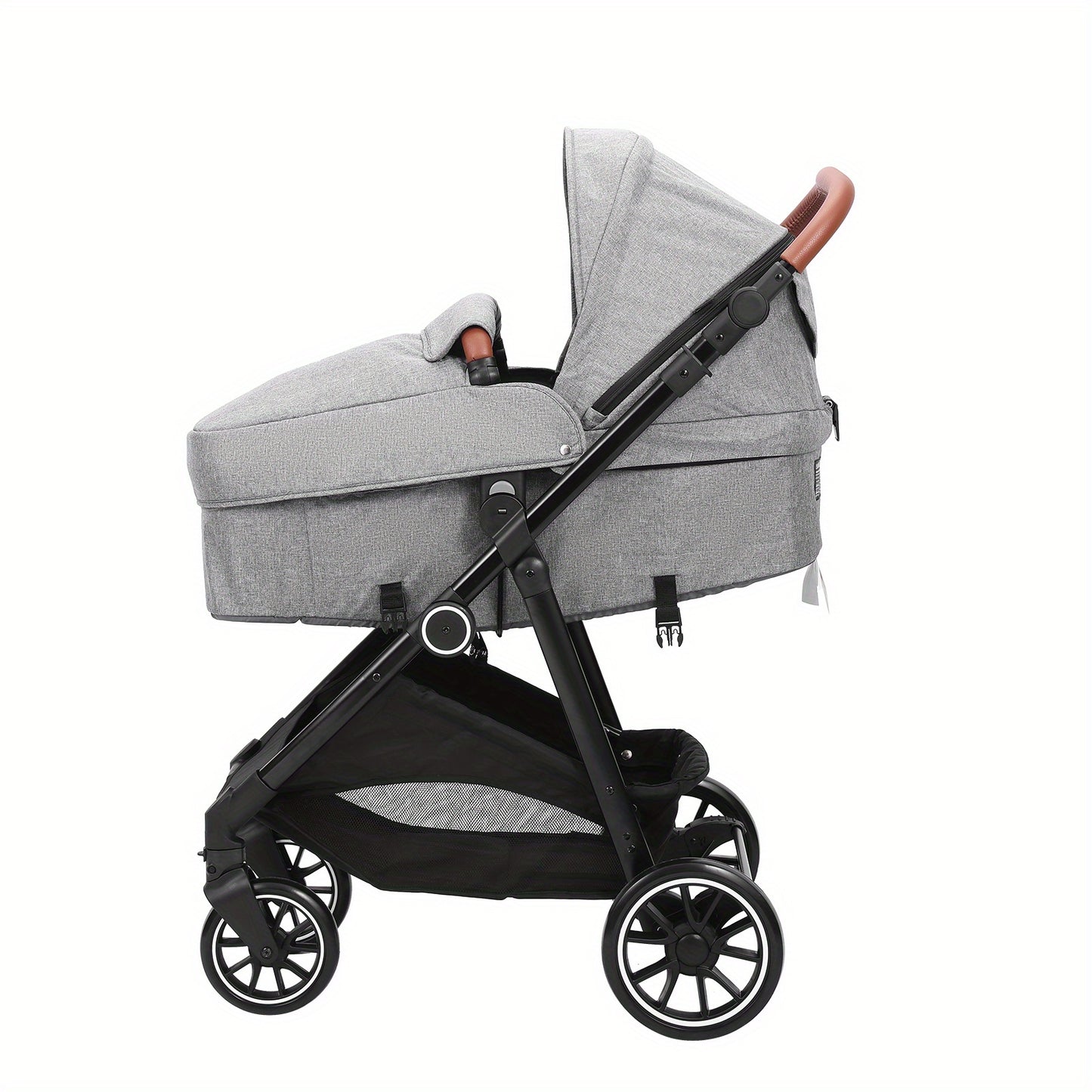 VEVOR Standard Baby Stroller, Infant Toddler Stroller with Bassinet, 3rd-Gear Adjustable Backrest & Foldable & Reversible Seat, Carbon Steel Newborn Stroller with Leg Cover and Mesh Net, Dark Grey