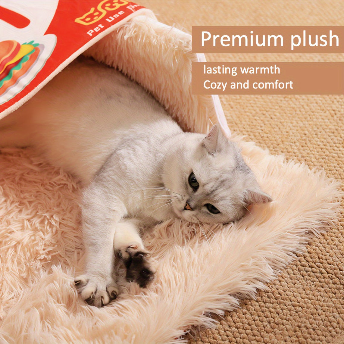 Rectangular Enclosed Cat Bed for All Seasons Cozy Snack Box Design Perfect Gift for Cats