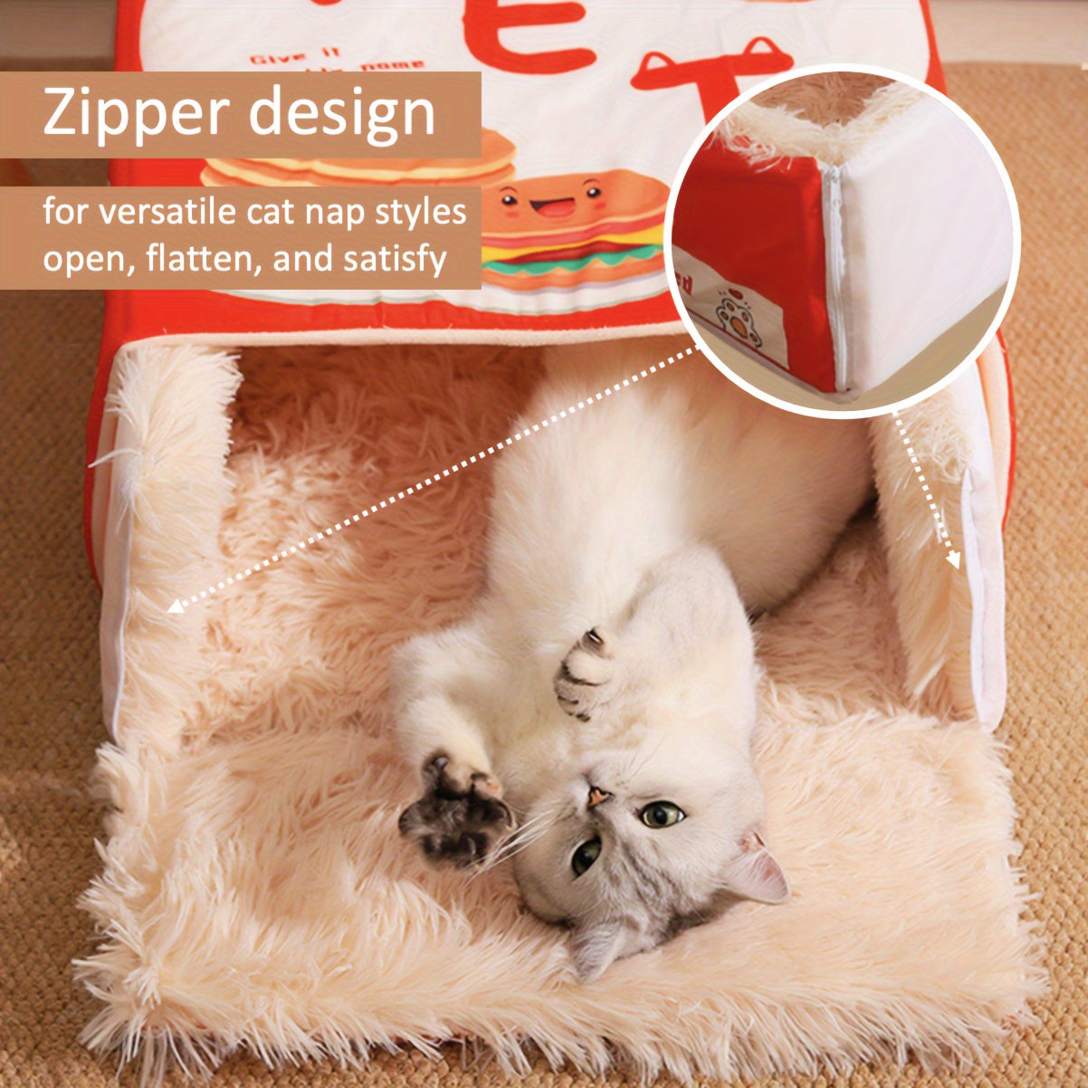 Rectangular Enclosed Cat Bed for All Seasons Cozy Snack Box Design Perfect Gift for Cats