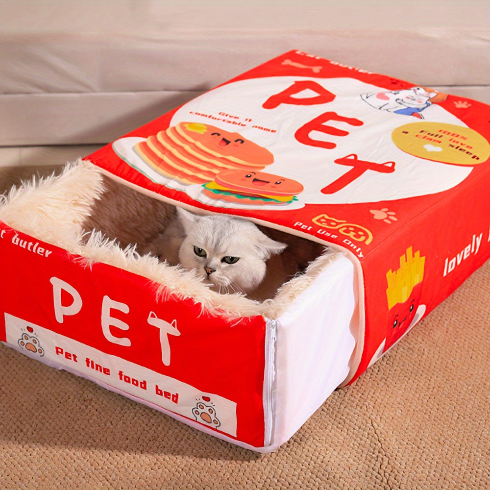 Rectangular Enclosed Cat Bed for All Seasons Cozy Snack Box Design Perfect Gift for Cats