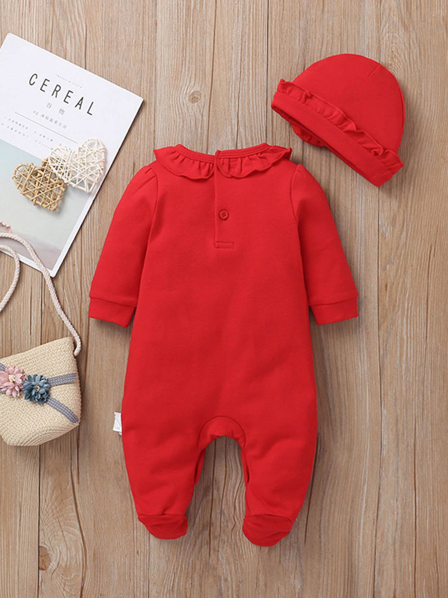 Newborn Baby Girl Fall Winter 3D Flower Romper Hat Set